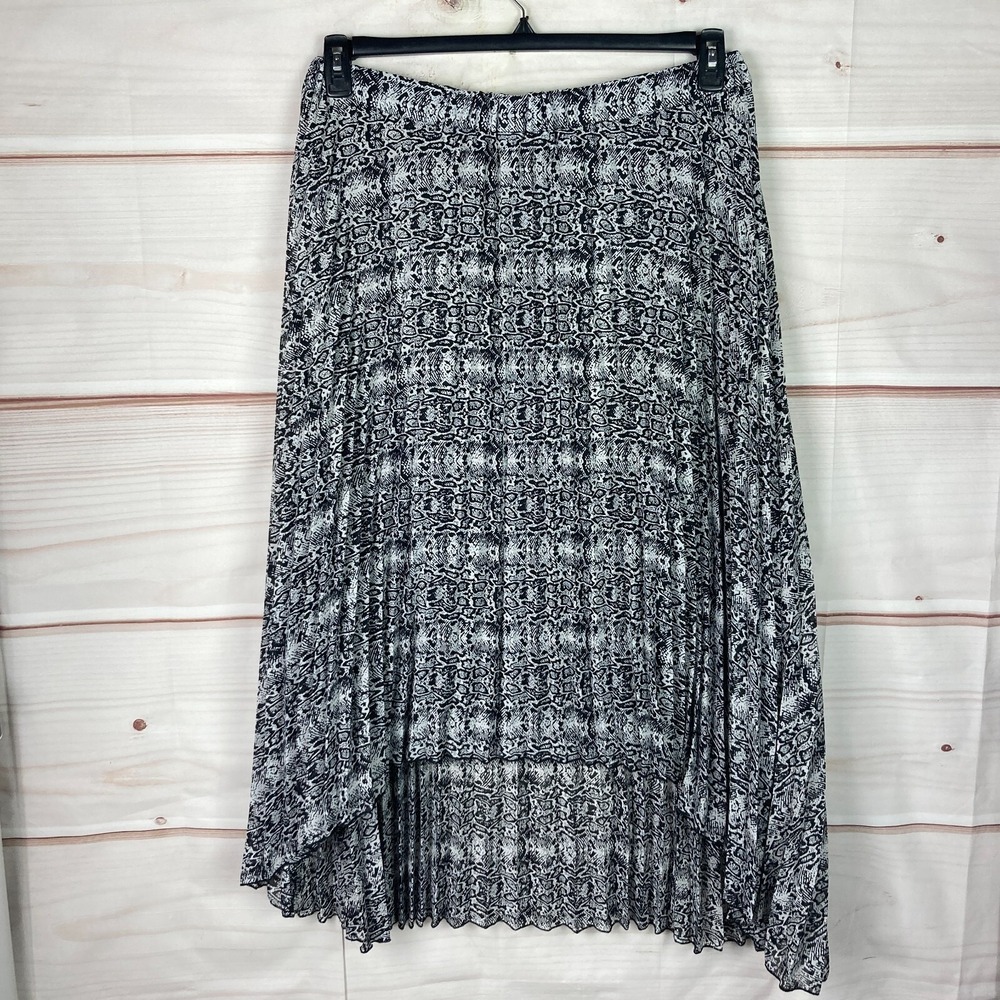 WD.NY Skirt Womens 2X Crinkle A-Line Midi Pull On Elastic Waist Black Geometric